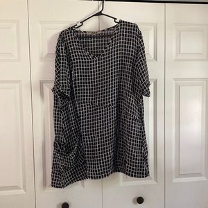FLAX Windowpane Gauze Linen Tunic L